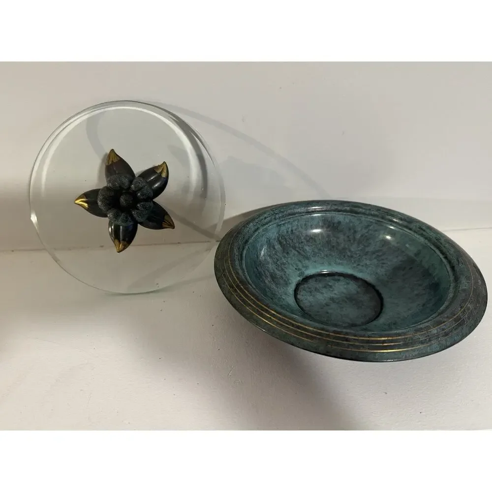 Vintage Art Deco Dish with Glass Beveled Lid Springfield Mass.